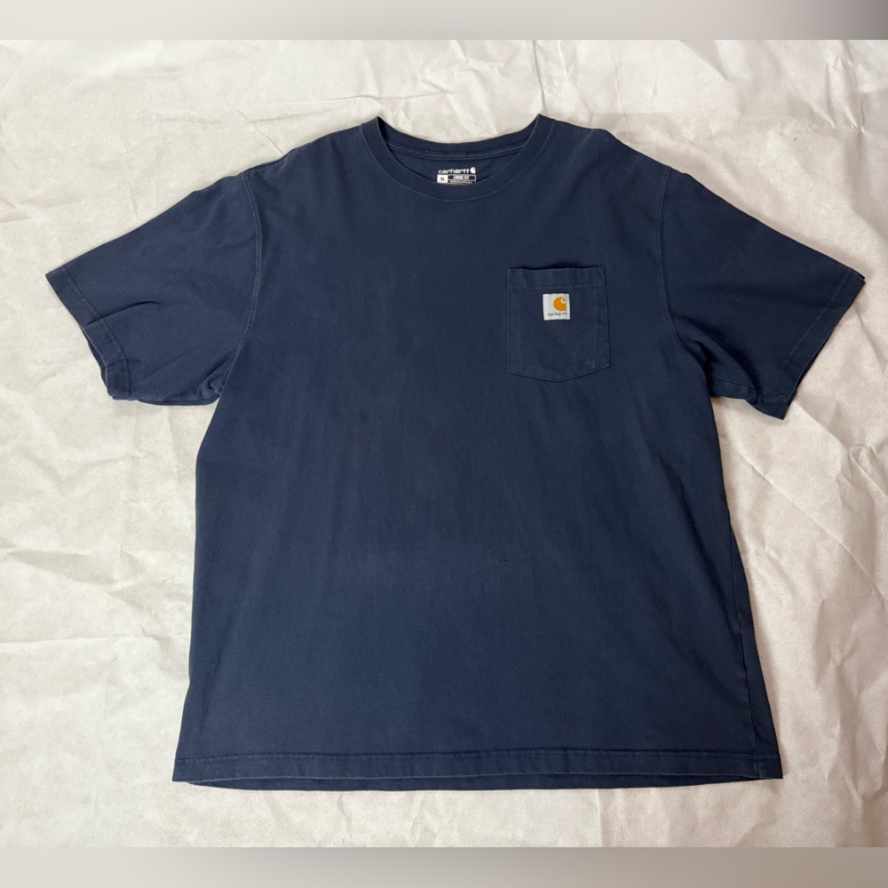 Carhartt Navy Blue Pocket T-Shirt XL Loose Fit Short Sleeve